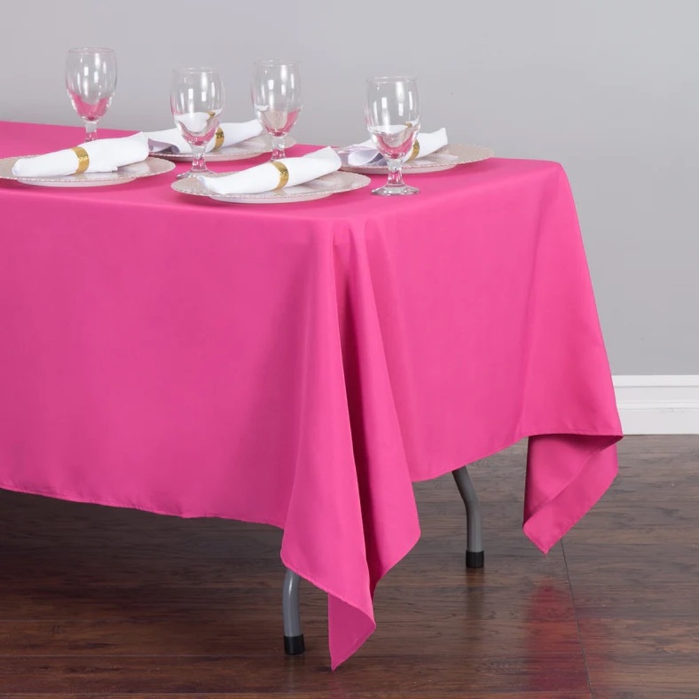 Individual Fuchsia 70 x 120in Rectangular Polyester Tablecloth